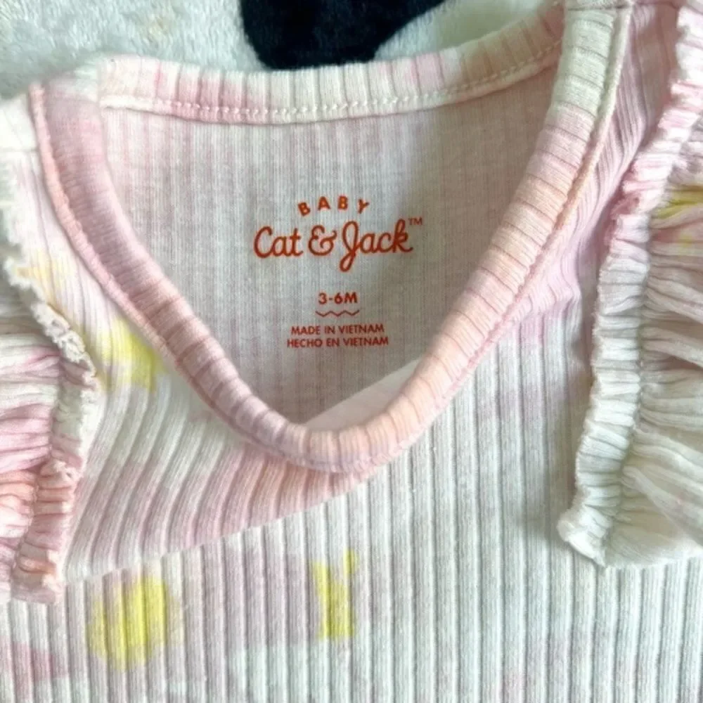 Baby Cat and Jack Girl's Tie Dye Romper‎ with Matching Bow 3-6 months